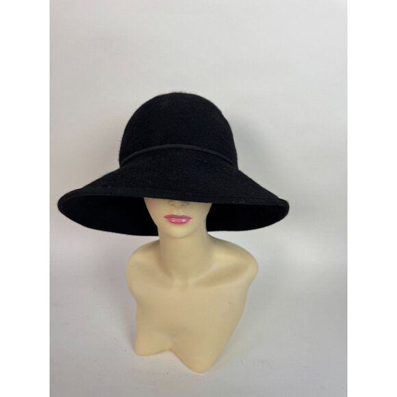 Helen Kaminski Vintage Black Wool Felt Wide Brim Hat Made In Australia main image 7